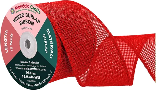 Miniatura 107 de Mandala Crafts Cinta de arpillera verde con alambre para corona, cinta de arpillera con alambre verde rústico de yute natural, 1 pulgada de ancho