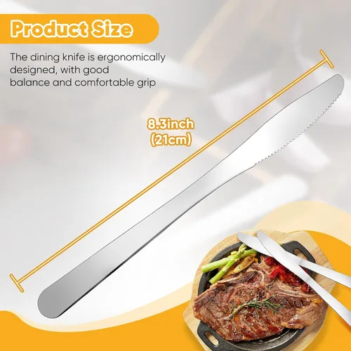 Miniatura 3 de 150 cuchillos de cena, cuchillo de mantequilla a granel de 8.3 pulgadas, cuchillos de acero inoxidable, cubiertos para mesa, hogar, restaurante