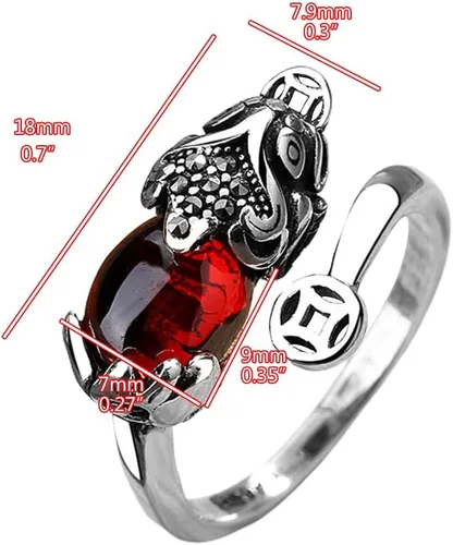 Miniatura 2 de Roexboz Anillo de plata Pixiu Budista Feng Shui Anillos para hombres y mujeres, apertura ajustable, anillo de riqueza de la suerte, regalo