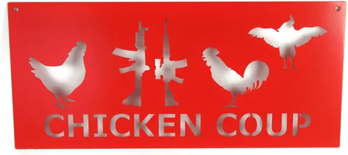 Miniatura 3 de Cartel de metal de cruce de pollo, 12.0 in de alto (amarillo oscuro, cruzado)