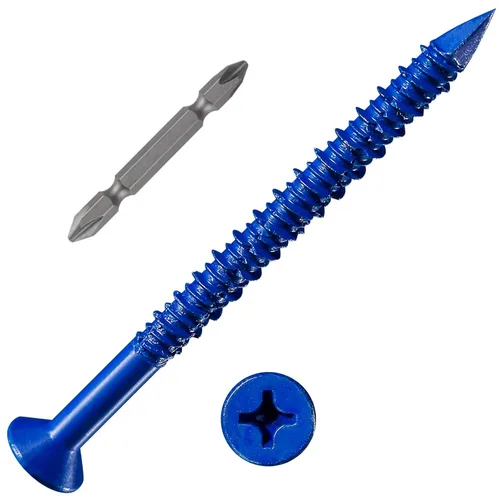 Miniatura 17 de Wensilon (105 PIEZAS) Kit de Anclajes de Tornillo para Hormigón de 3/16" Cabeza Plana Azul/Negro/Blanco para Anclaje a Mampostería, Bloque