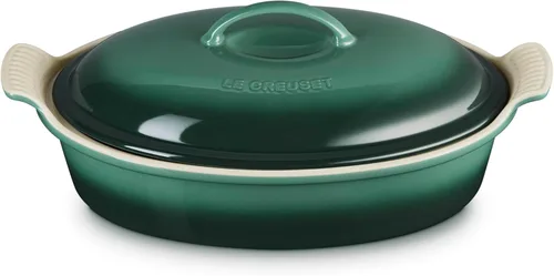 Le Creuset Cazuela ovalada cubierta Heritage Stoneware, 4 cuartos de galón (14"), Artichaut