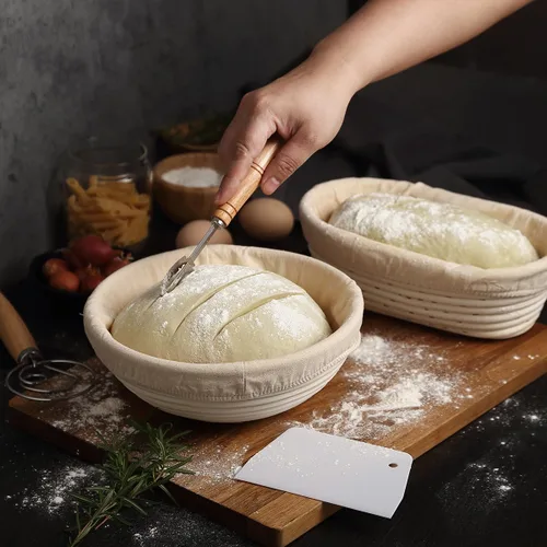 Miniatura 5 de Saint Germain Bakery Cesta Banneton de pan redondo prémium con forro – Cesta perfecta para hacer pan hermoso