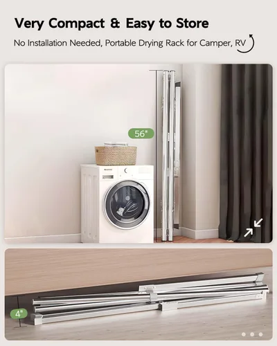 Miniatura 3 de Vikaqi Tendedero de Ropa Plegable de 79 Pulgadas para Interiores y Exteriores, Tendedero de Ropa Plegable Colapsible, Tendedero de Lavandería