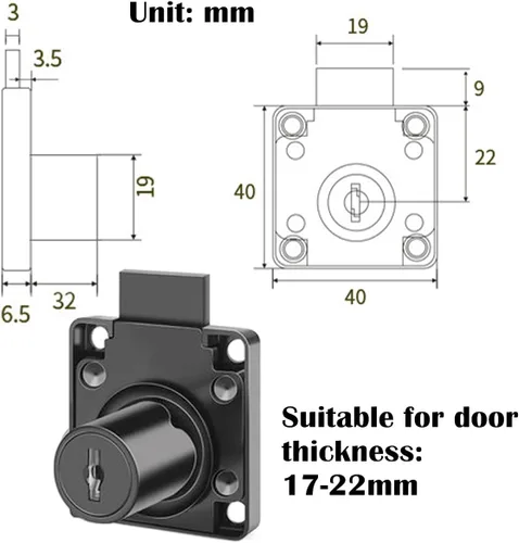 Miniatura 4 de Cerradura de cajón de armario para muebles. Cerradura con llave igual: todas las llaves para este producto son universales.