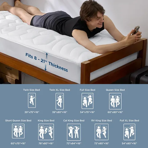 Miniatura 60 de Bedsure Protector de colchón beige individual XL – Cubrecolchón suave para dormitorio universitario, protector de cama individual extra largo
