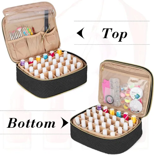 Miniatura 2 de LUXJA Organizador de esmalte de uñas desmontable de 2 capas, 60 botellas, Negro
