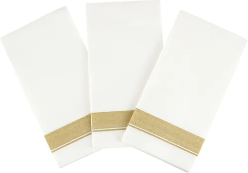 Miniatura 8 de Party Bargains Toallas desechables para invitados, paquete de 50, 13 x 16 pulgadas, color blanco con impresión dorada, toallas de mano de papel