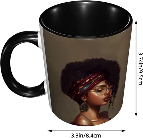 Miniatura 3 de Taza de café, taza de té para mujeres y niñas, taza de diseño único, perfecta para regalos, mujeres afroamericanas afro