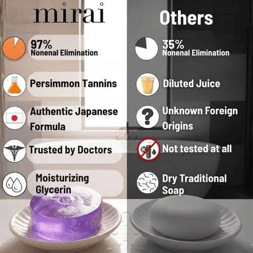 Miniatura 4 de Mirai Clinical - Barra de jabón de caqui con aroma a lavanda, jabón japonés de caqui para personas mayores, hecha con extracto de té verde, barra