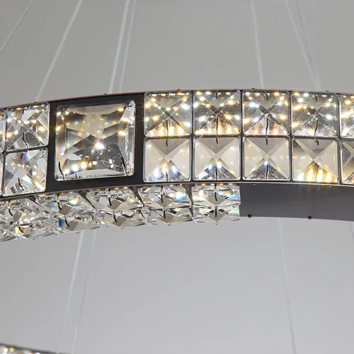 Miniatura 8 de Candelabro LED de anillo dorado para sala de estar, comedor y dormitorio, lámparas de cristal modernas, iluminación colgante, lámparas ajustables