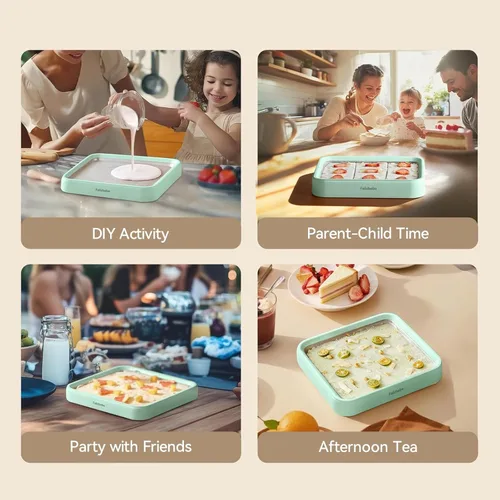Miniatura 7 de Máquina para hacer helados enrollados, máquina de helado instantáneo con tapa y 2 espátulas, acero inoxidable SUS316 de grado alimenticio, bandeja