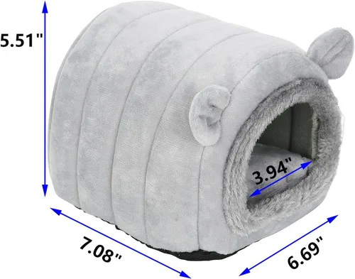 Miniatura 2 de Cama de Cueva para Erizo, Nido Escondite, Hámster, Conejillo de Indias, Suministros para Jaula de Animales Pequeños, Casa Cálida - Gris