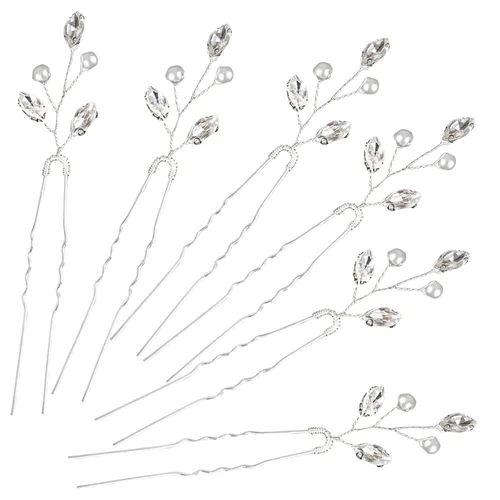 Miniatura 10 de 3 pinzas para el cabello de hoja dorada y perlas de cristal blancas para niñas y mujeres, damas de honor y niñas de flores, pinzas para el cabello