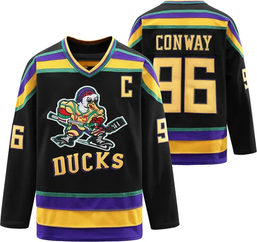 Mighty Ducks Jersey, 96 Conway Jersey, 66 Bombay 33 Goldberg 99 Banks Jersey, camiseta de hockey sobre hielo de película, broidery y costuras