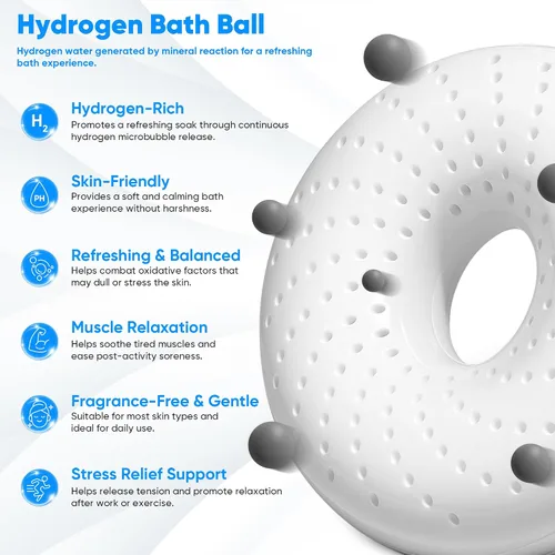 Miniatura 2 de Bombas de bola de baño de hidrógeno para aliviar los músculos y el estrés - Bombas de hidrógeno molecular H2 para spa y remojo de agua rica en Blanco