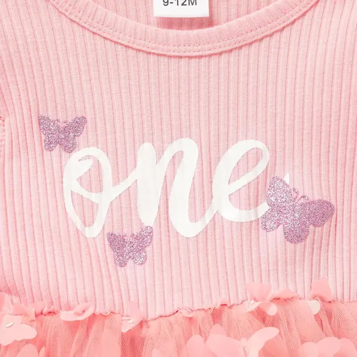 Miniatura 31 de GRNSHTS Traje de bebé niña 1er cumpleaños traje acanalado tul mameluco princesa pastel Smash sesión de fotos ropa + diadema