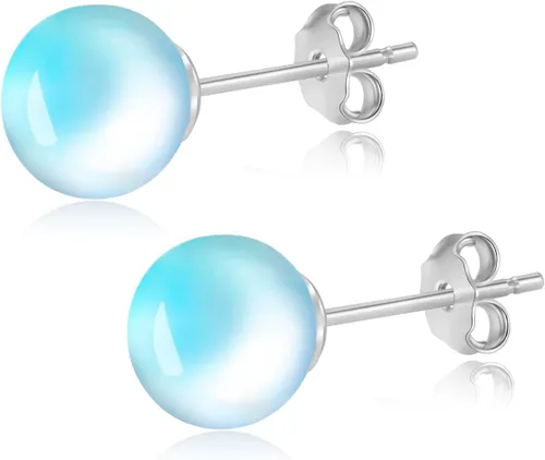 Miniatura 99 de Natural Stone Stud Earrings for Women 8mm Sterling Silver Genuine Gemstone Earrings Handmade Sterling Silver Crystal Stud Earrings for Women