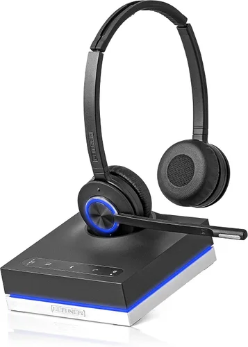 Leitner LH675 Auriculares inalámbricos de oficina 3 en 1 con micrófono - Auriculares inalámbricos DECT para teléfono de oficina, computadora y