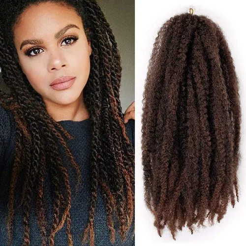 Miniatura 14 de 1 paquete de 18 pulgadas Marley trenzado de cabello trenzado Marley Twist Braids Hair Long Afro Kinky Marley para Butterfly Locs Crochet Hair (1B#)