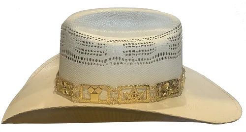 Miniatura 6 de GENUINE TEXAS BRAND Sombrero de oro masónico con joyas, Oro