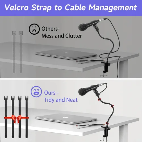 Miniatura 6 de Soporte de micrófono para podio y soporte para micrófono, soporte flexible de 13.78 pulgadas, soporte de micrófono de escritorio con cuello de cisne