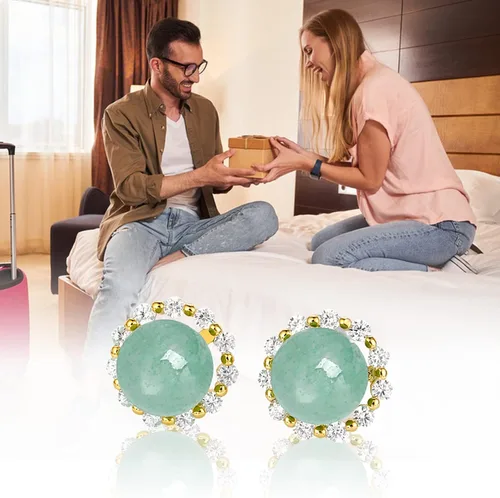 Miniatura 68 de Jade Earrings Studs,Green Jade Earrings for Women,925 Sterling Silver Earrings Studs for Sensitive Ears,Handmade Jade Earrings for Birthday