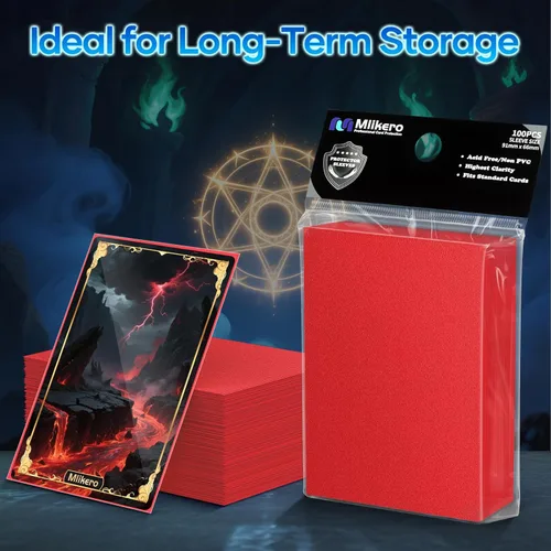 Miniatura 6 de 1000 unidades de fundas rojas para cartas, protectores de cartas mate, fundas para cartas coleccionables aptas para MTG, TCG y cartas deportivas Rojo