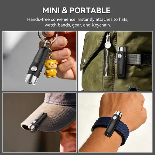 Miniatura 7 de S12PLUS-2 EDC Llavero linterna recargable, 610 lúmenes mini linterna con imán y clip, linterna de bolsillo USB C y luz lateral 6 modos