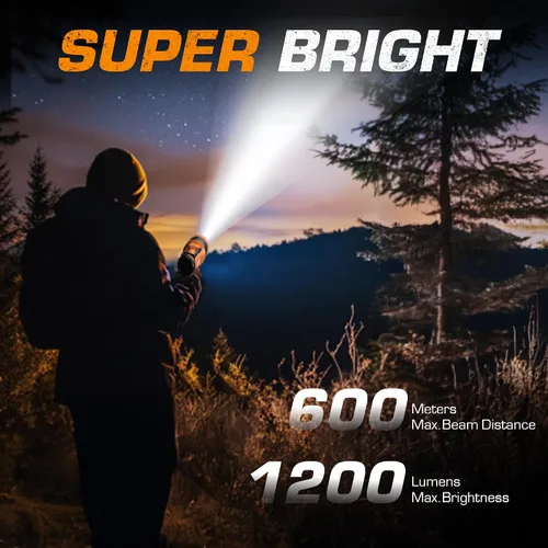 Miniatura 3 de EverBrite Foco recargable con enfoque ajustable, linterna LED de mano con 5 modos, rango de 1,968.5 ft, luz de punto para caza, barco, camping