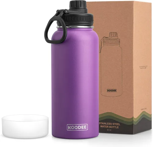 Miniatura 106 de koodee Insulated Water Bottle, 32 oz Stainless Steel Double Wall Vacuum Wide Mouth Sport Bottle with Leakproof Spout Lid (Navy)