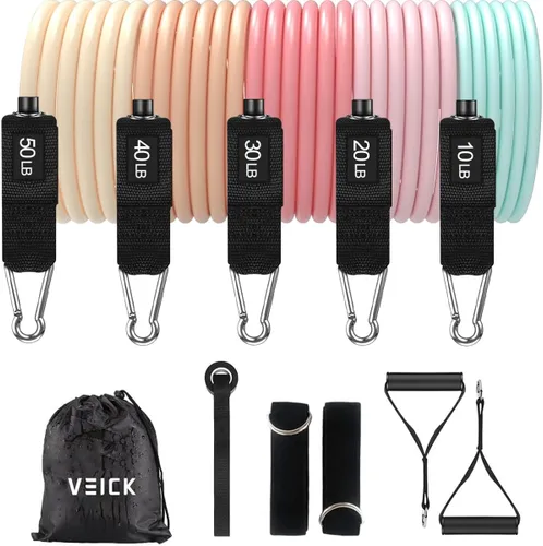 Miniatura 33 de VEICK Bandas de resistencia, bandas de ejercicio, bandas de entrenamiento, bandas de resistencia para entrenar con asas para hombres y mujeres