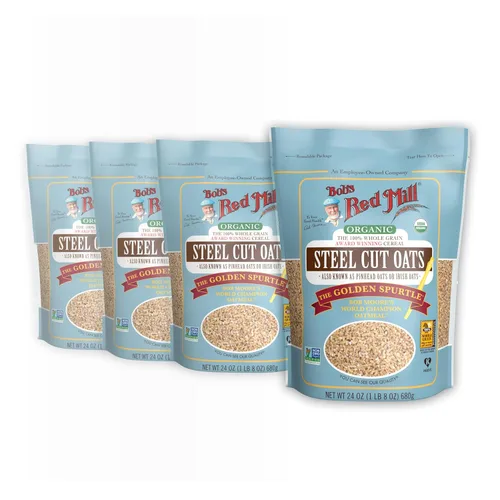 Bob's Red Mill Avena cortada de acero orgánico, 24 onzas (paquete de 4)
