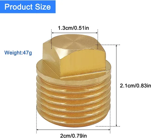 Miniatura 2 de 4 tapones de drenaje de latón macizo NPT de 1/2 pulgada, color dorado
