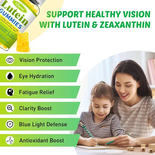Miniatura 5 de Suplementos de luteína y zeaxantina, gomitas con astaxantina y extracto de arándano, vitaminas oculares con omega-3, vitaminas A, C, E, D3 y zinc