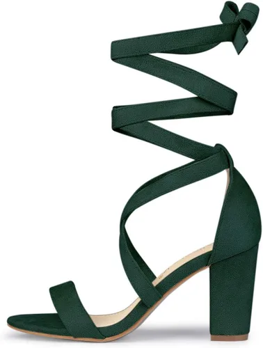 Miniatura 7 de Allegra K Sandalias de tacón de bloque con cordones para mujer