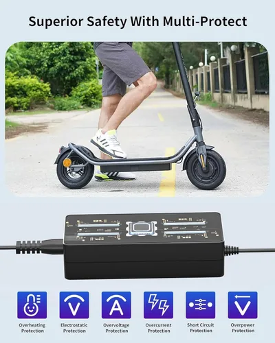 Miniatura 7 de WUKUR Cargador de 42V 1.7A para scooters Segway Ninebot compatible con Ninebot Electric Scooter ES2, ES4, E22, ES1L, E2 Pro, F20, F25, F30, F40, F2