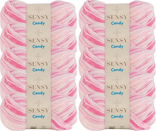 Miniatura 19 de Sensy Candy Yarn - Hilo de 5 madejas, 3.5 onzas, 251 yardas, multicolor para ganchillo y tejido, calibre ligero 3
