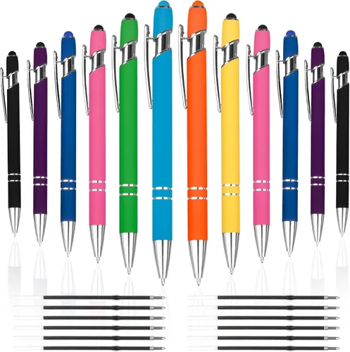 Miniatura 19 de 12 PCS Bolígrafos 2 en 1 con Punta Stylus, Bolígrafo de Metal con Tinta Negra de 1.0 mm, Stylus para Pantallas Táctiles (Oro Rosa y Azul Claro)