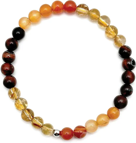 Pulsera con cuentas de gemas naturales, ojo de tigre, hematita, ágata negra, granito, sándalo, piedra de lava, joyería elástica hecha a mano,