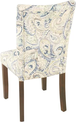 Miniatura 224 de Homepop Silla de comedor con detalles festoneados, sillas de comedor Parsons tapizadas, muebles decorativos para el hogar, tejido gris claro