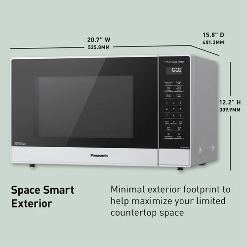 Miniatura 4 de Panasonic Horno de microondas con tecnología Inverter, 1200W, 1.2 pies cúbicos. Pequeño horno microondas con sensor Genius de un toque, botón