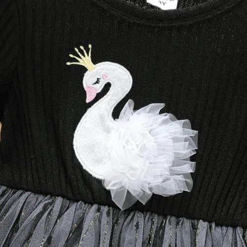 Miniatura 4 de PATPAT Vestido de niña pequeña falda tutú de malla de manga larga con flores y lazo, vestidos de fiesta, 18-24 meses a 5-6 años