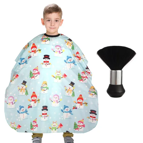 Miniatura 13 de Capa de peluquería para niños con cepillo quitapelusas para el cuello, capa profesional de salón para corte de cabello con cierre a presión
