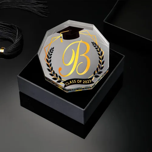 Miniatura 5 de Maitys Regalo de graduación 2024 con monograma, inicial, acrílico, inspirador, recuerdo inspirador y pisapapeles para clase de 2024, regalo