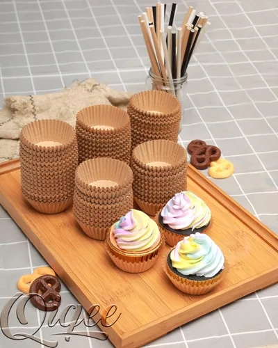 Miniatura 6 de qiqee 300 unidades de forros para magdalenas jumbo naturales forros para muffins de tamaño jumbo tazas para hornear de papel de tamaño jumbo sin