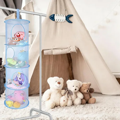 Miniatura 2 de ChezMax Almacenamiento de malla colgante para animales de peluche, paquete de 2 unidades, organizador grande de red de animales de peluche, bolsas
