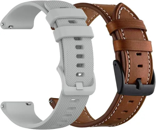 Miniatura 9 de Correas de reloj de 0.866 pulgadas compatibles con Fossil Gen 6/5E de 1.732 pulgadas, silicona y cuero, correa deportiva de repuesto + correa