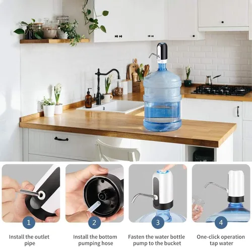 Miniatura 8 de Dispensador de botellas de agua de 5 galones, bomba de botella de agua de carga USB, dispensador de agua portátil para beber eléctrico para 2-5