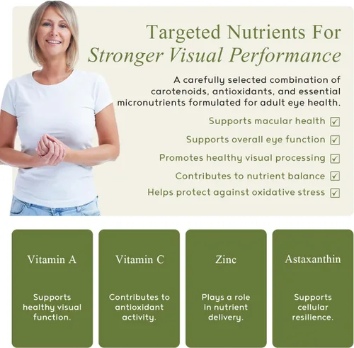 Miniatura 3 de Vision - Formulado por expertos, mezcla natural y robusta para el bienestar de los ojos, con luteína, zeaxantina, astaxantina, zinc, tiamina